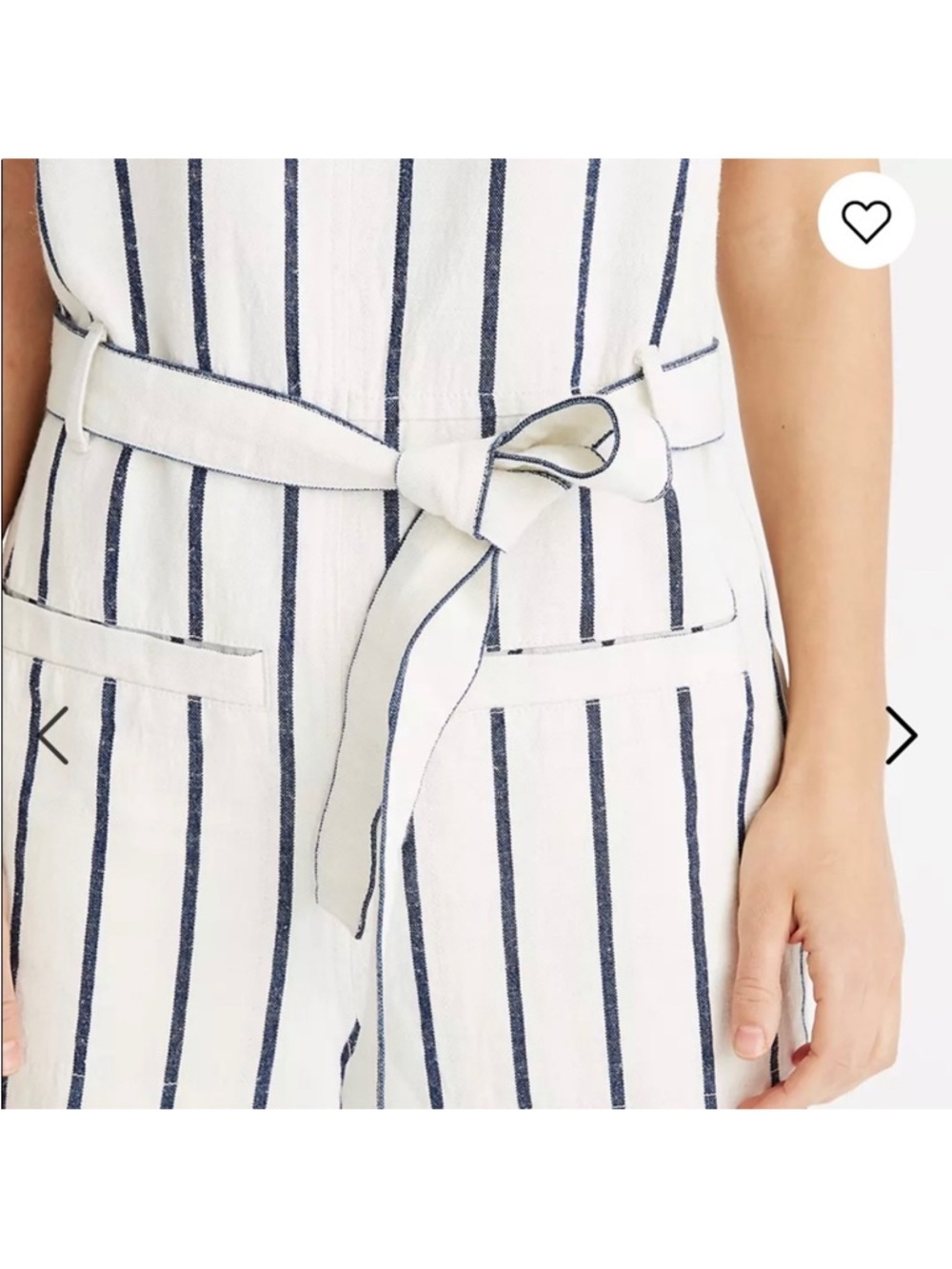 Madewell Striped Linen Blend Jumpsuit XXS | Tie Waist Wide Leg | Structured - Picture 4 of 7
